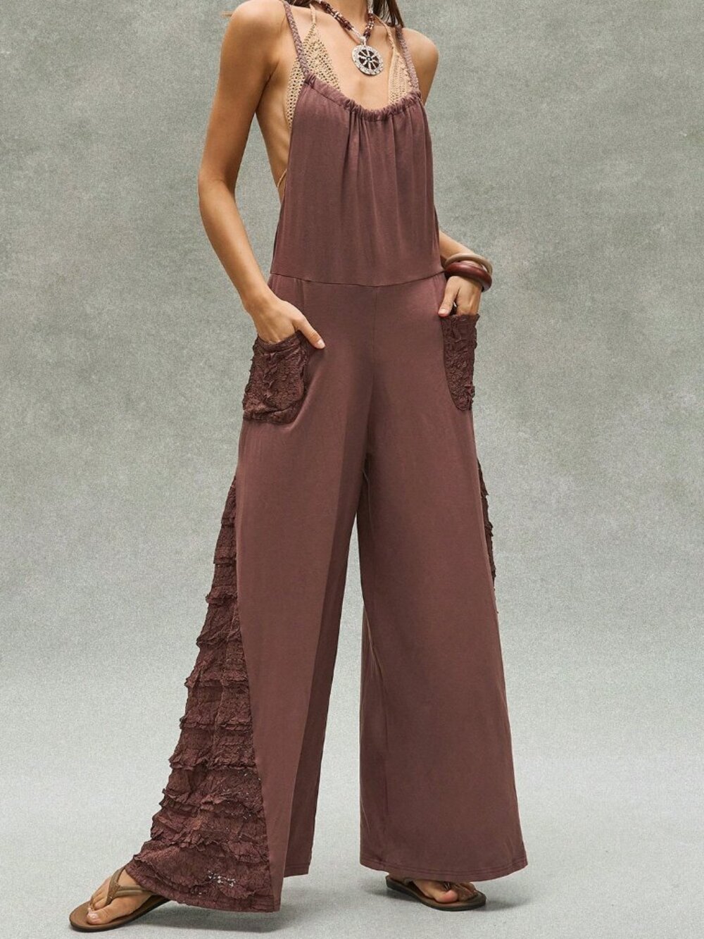 Multicolor Casual Women's Knit Jumpsuit - Picture 6 of 7